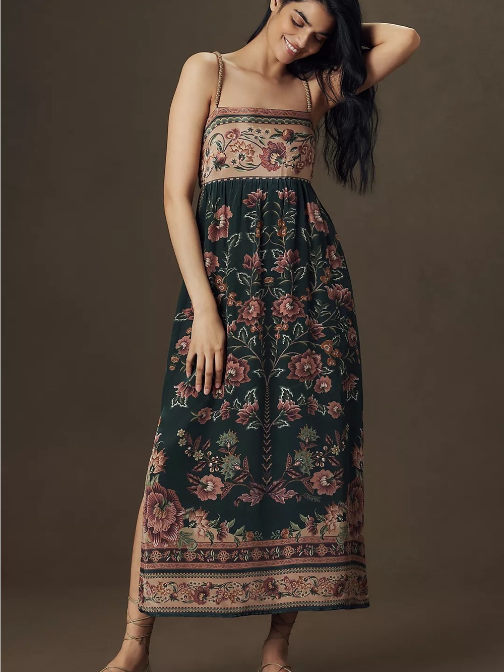 Farm Rio x Anthropologie Flowering Garden Midi Dress XS NWT Floral Smocked Back